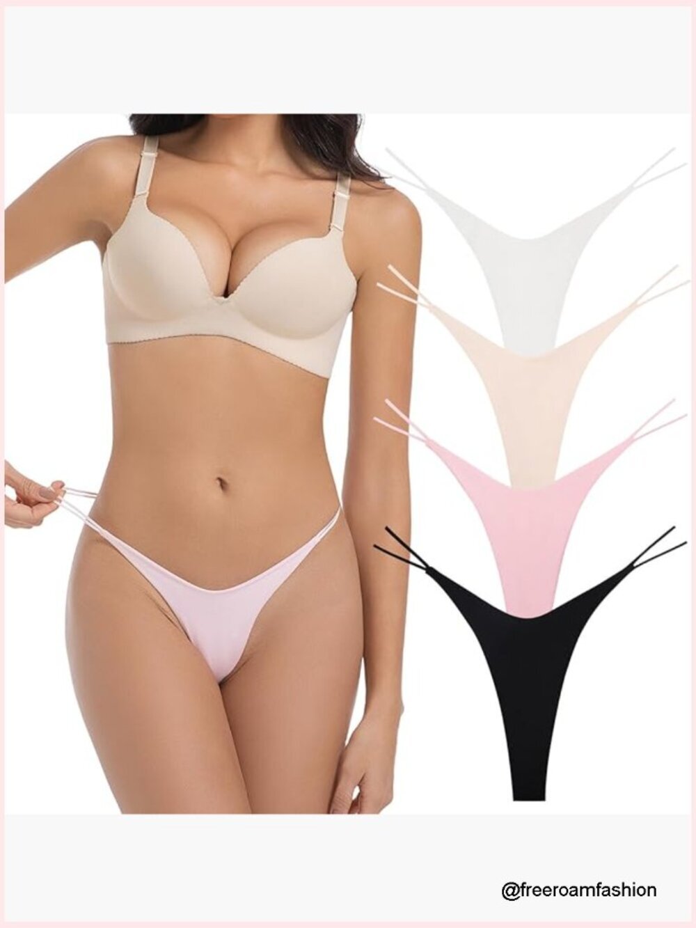Cotton Thongs 4 Pack Low Rise T-Back Stretch Comfortable Women's Underwear